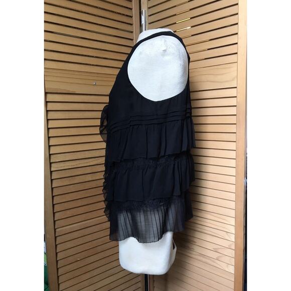 DVF DIANE von FURSTENBERG Black Maurice SILK & LACE TOP Size 6 NWT - Picture 3 of 5